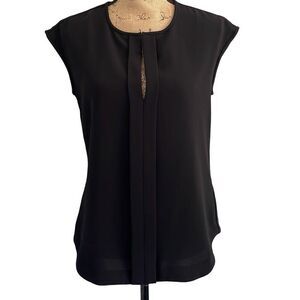 EUC! J. Crew Black Cap Sleeve Crepe Keyhole Neck Blouse - Size 6